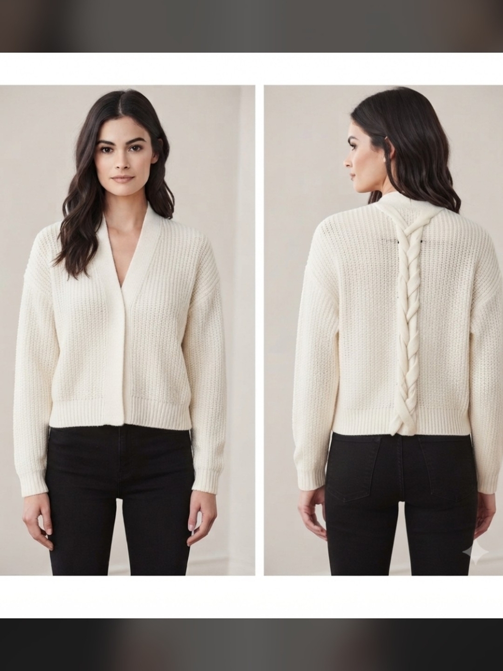 Elegant White Open Cardigan US 12-14 - Picture 2 of 11